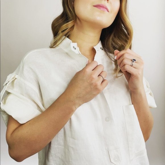 Equipment Tops - NWT Equipment Drace Elbow-Sleeve Button-Down Top